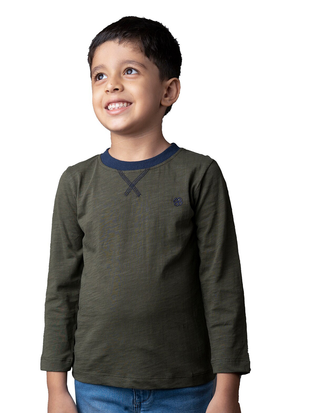 GREENDIGO Boys Green V-Neck Organic Cotton T-shirt