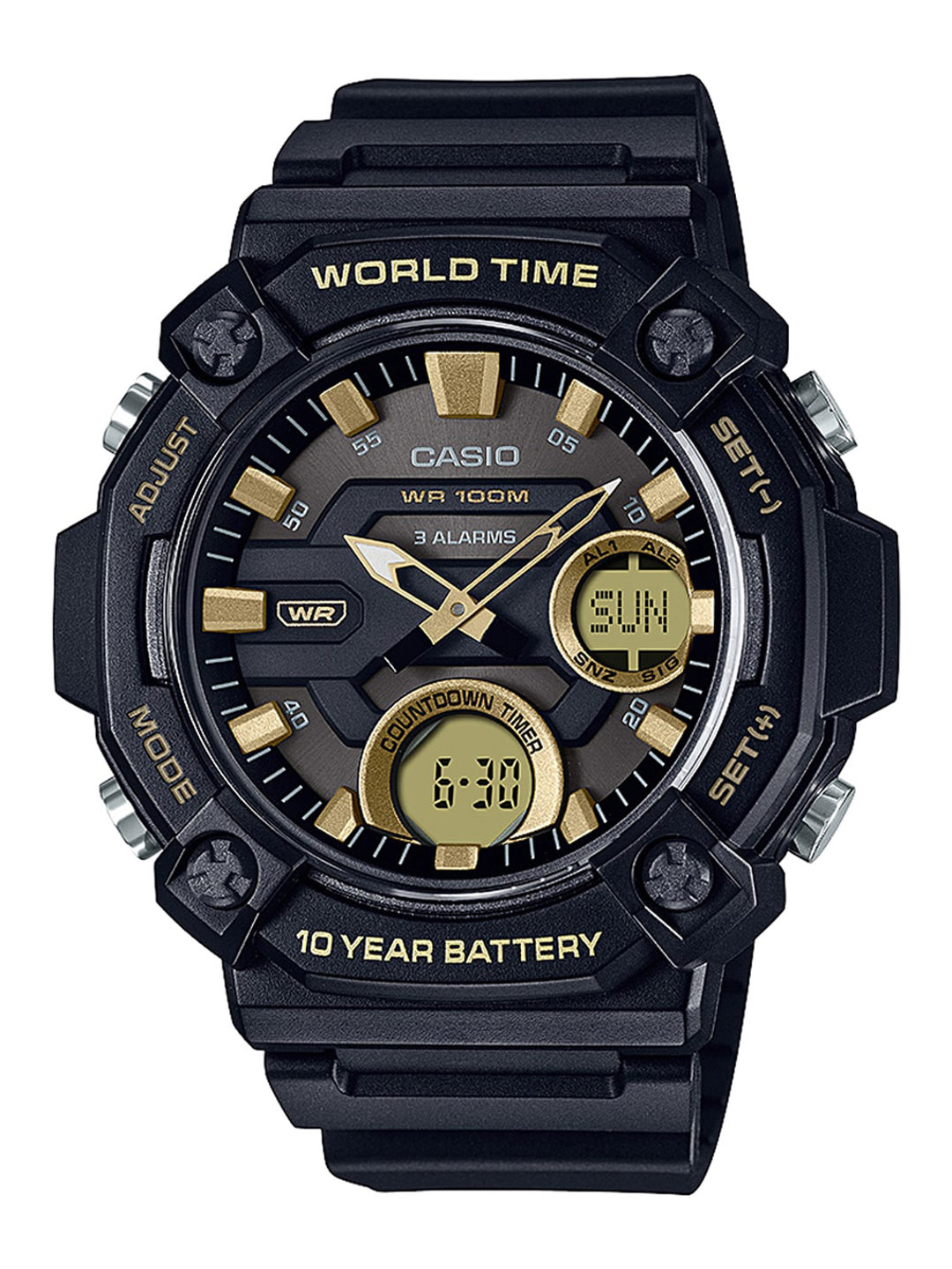 CASIO Men Gold-Toned Patterned Dial Analogue & Digital Watch - AEQ-120W-9AVDF