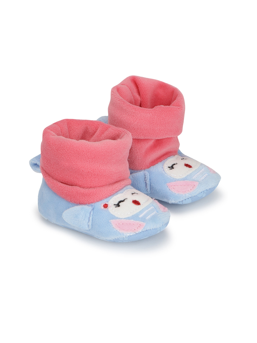 mothercare Infant Boys Pink & Blue Socktop Cartoon Embroidered Booties