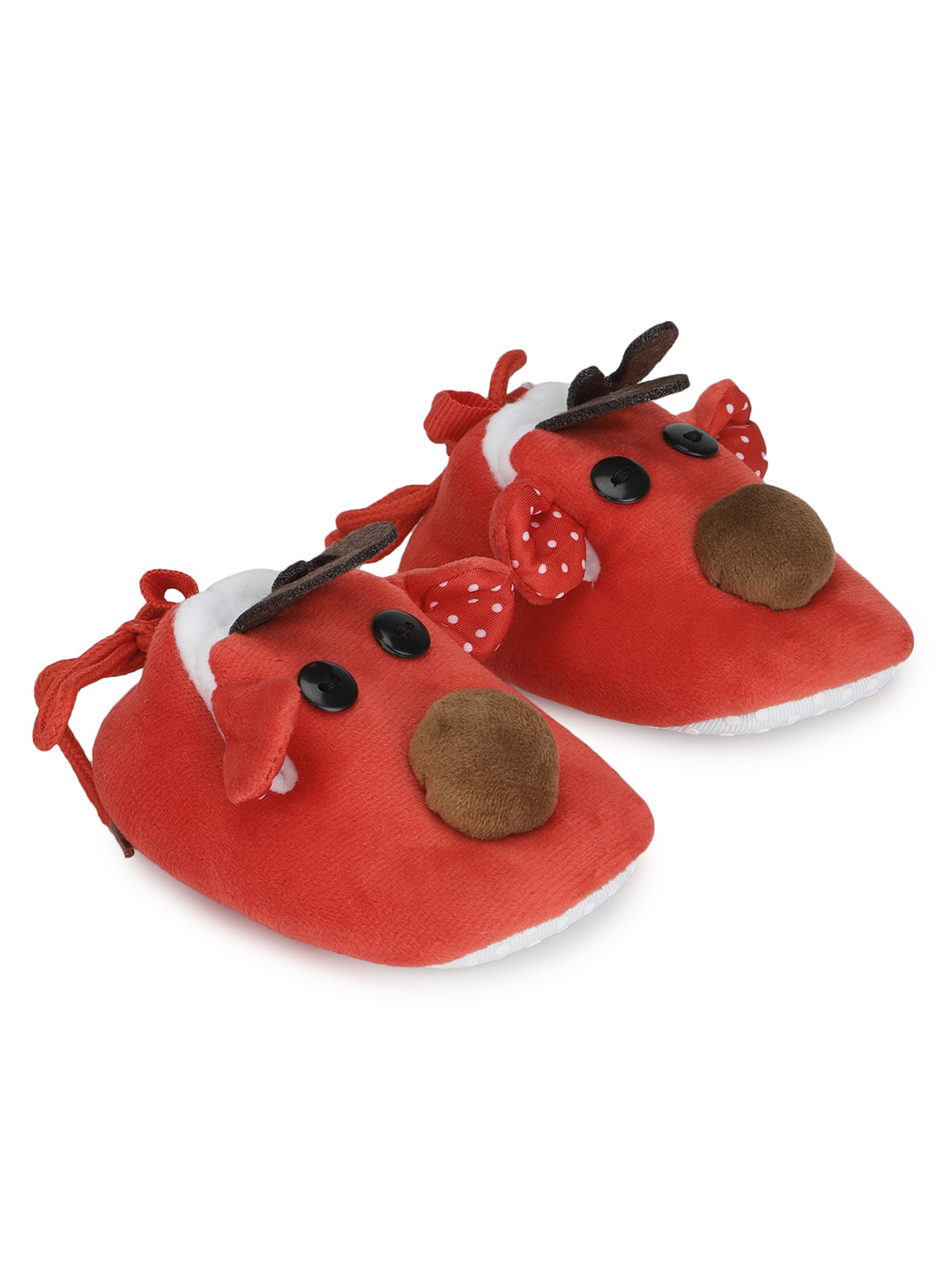 mothercare Infant Girls Red Socktop Deer Embroidered Booties