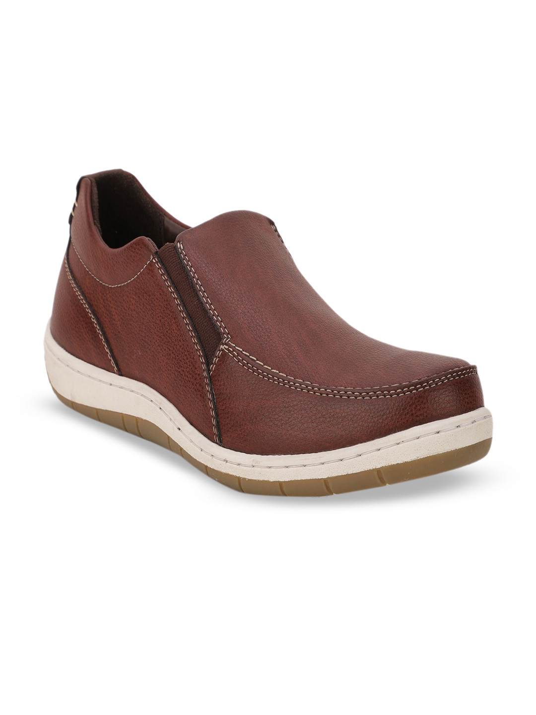 Bata Men Brown PU Slip-On Sneakers