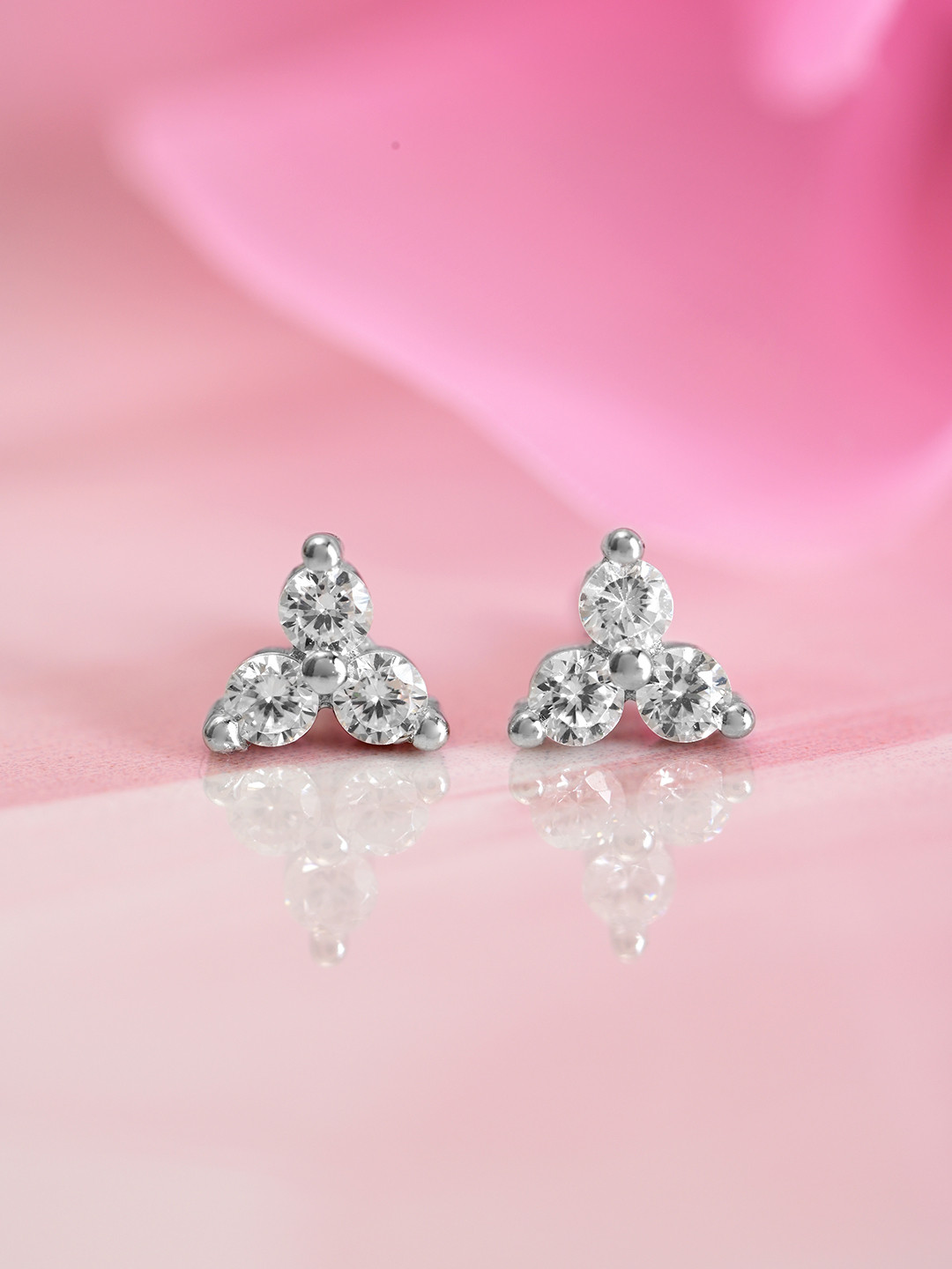 Zavya Silver-Toned 925 Sterling Silver Triangular Studs