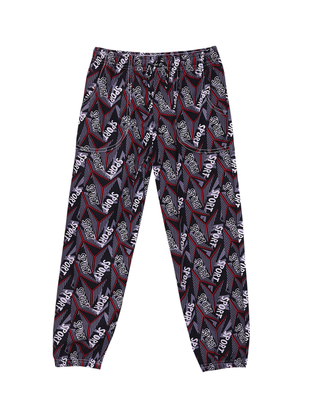 SWEET ANGEL Girls Black & Grey Printed Joggers
