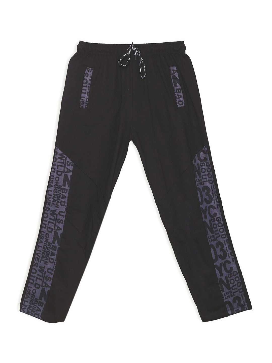 SWEET ANGEL Girls Black & Purple Printed Pure Cotton Track Pants