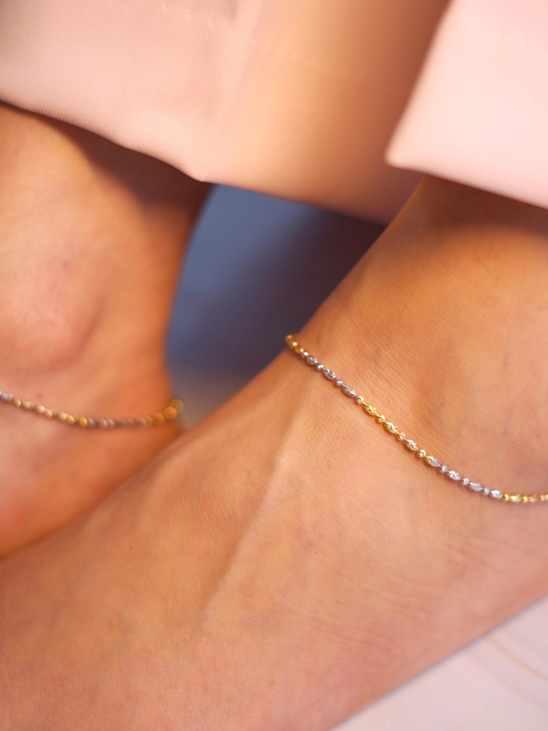 Zavya Women Rose Gold & Silver Set Of 2 925 Sterling Silver Anklets