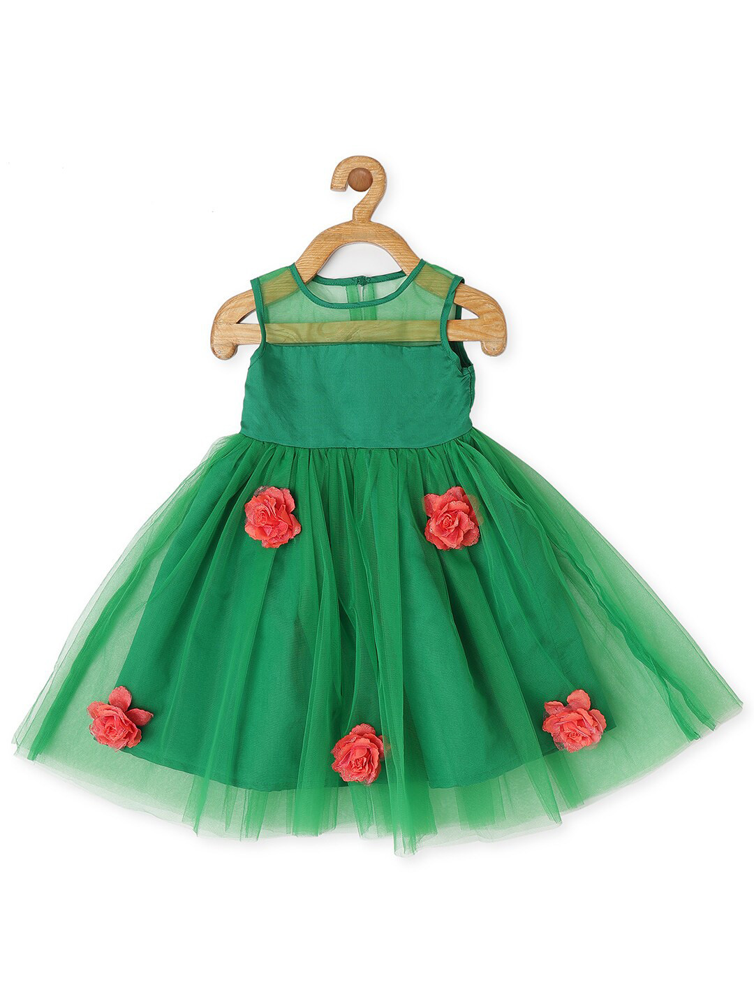 PICCOLO Green Embellished Net Dress