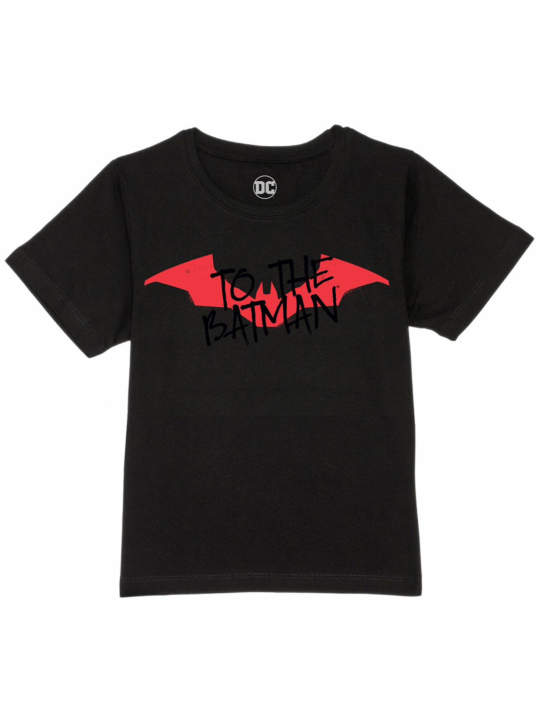 DC by Wear Your Mind Boys Black Batman Graphic Printed Cotton T-shirt