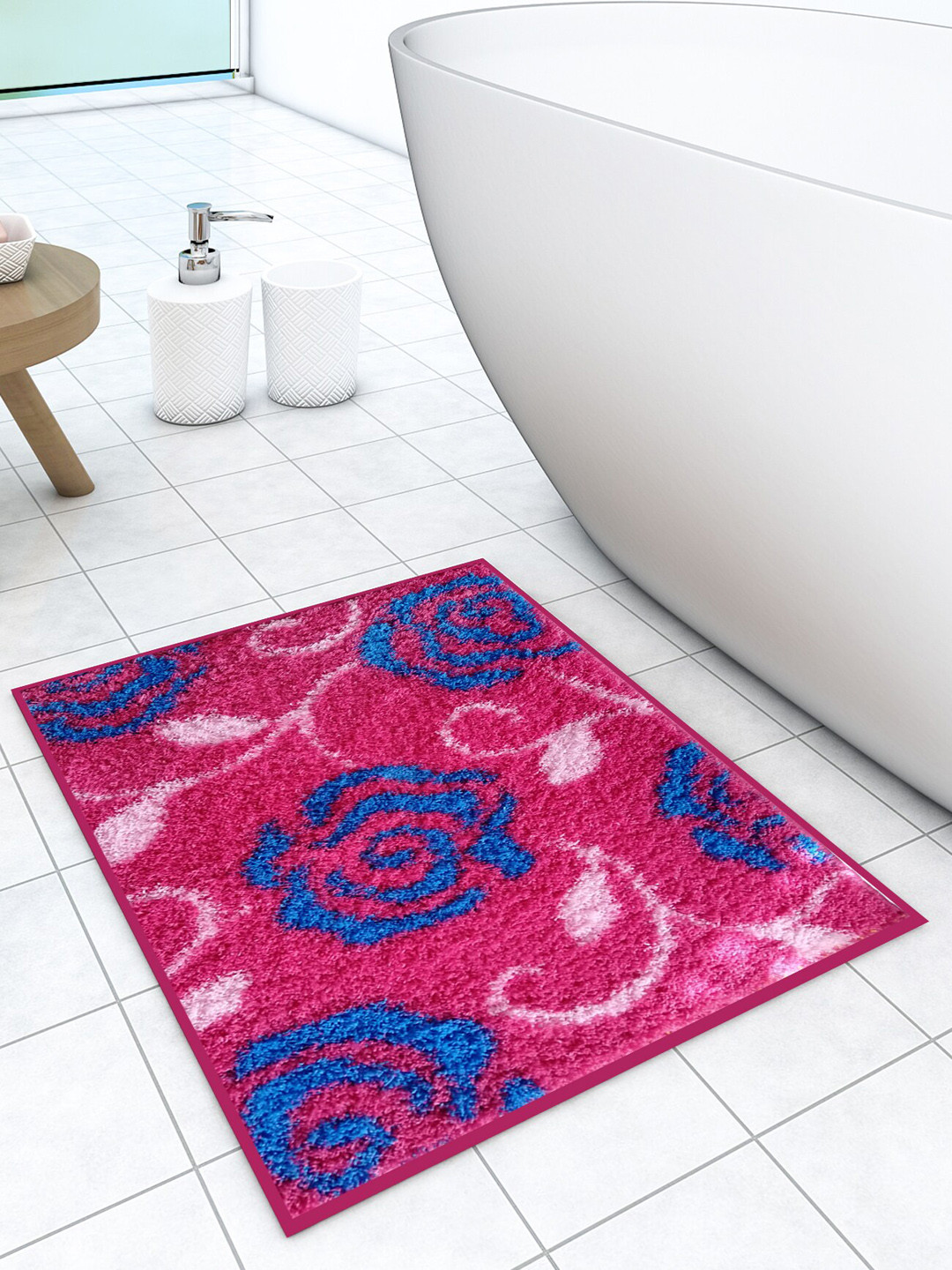 Athom Trendz Pink & Blue Printed Anti-Skid Doormats