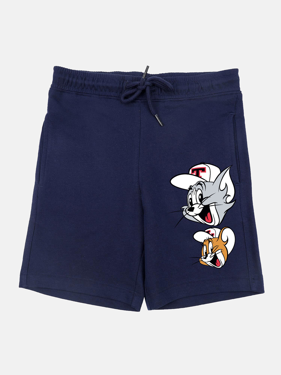 YK Warner Bros Boys Navy Blue & Red Tom & Jerry Printed Shorts