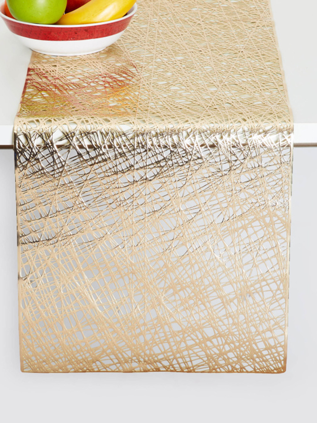 Home Centre Unisex Gold-Toned Self Design PVC Table Runners