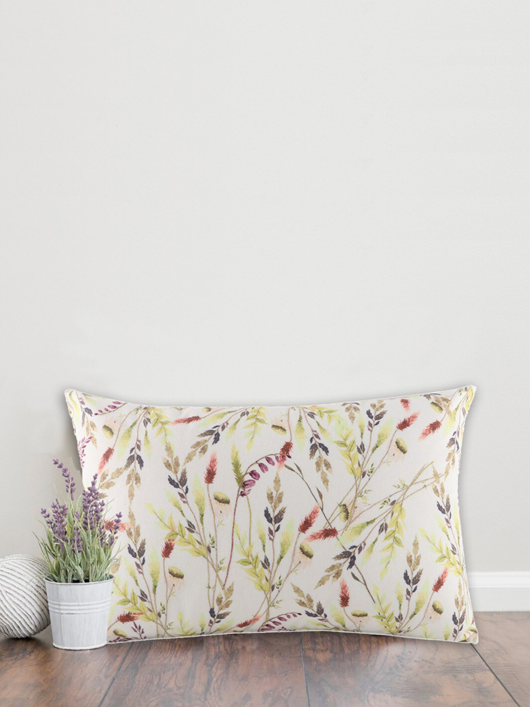 Home Off White & Multicoloured Floral Rectangle Cushion Covers