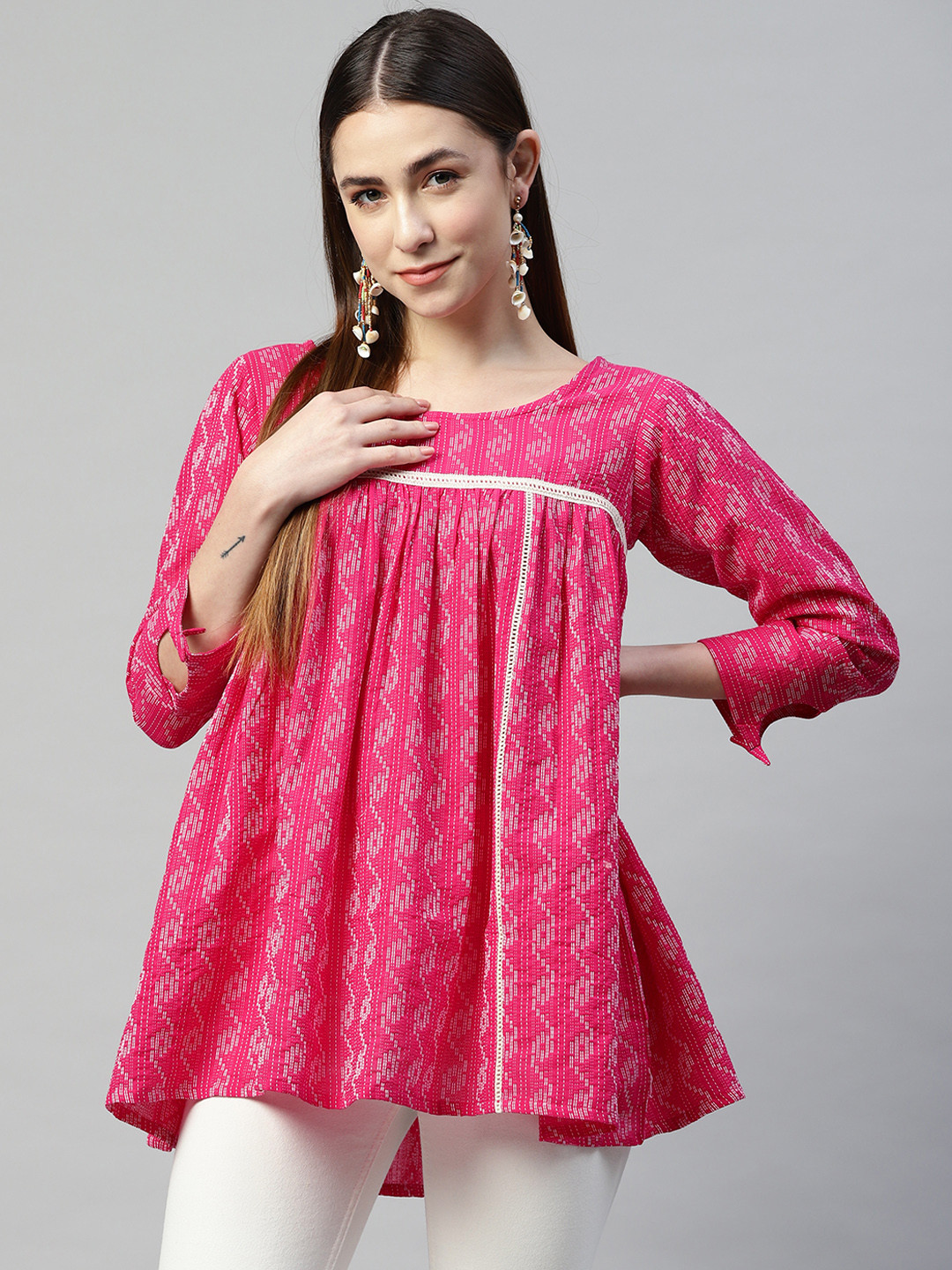 RAJGRANTH Pink Printed Tunic