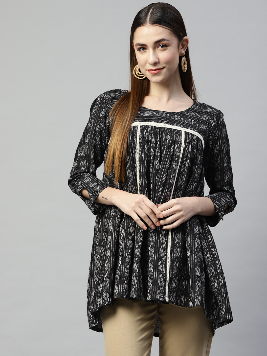 RAJGRANTH Black Printed Tunic