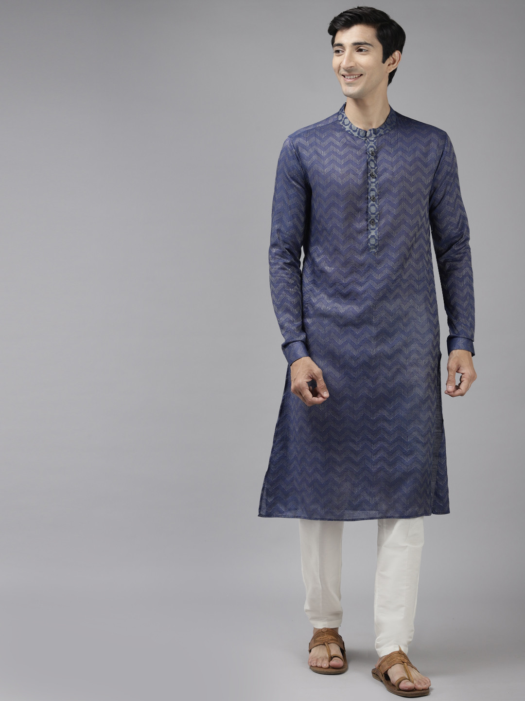 See Designs Men Purple Embroidered Thread Work Kurta with Trousers