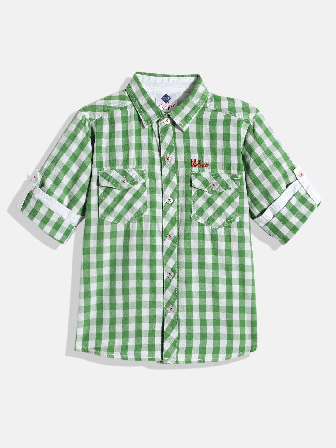 TONYBOY Boys Green Premium Checked Casual Shirt