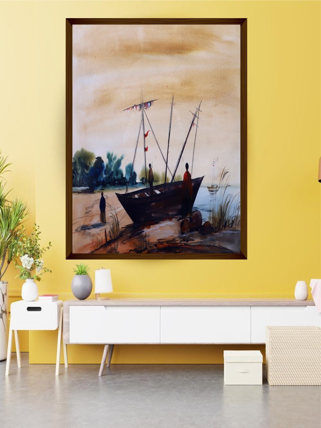 The Art House Brown & Green Abstract Painting Wall Art