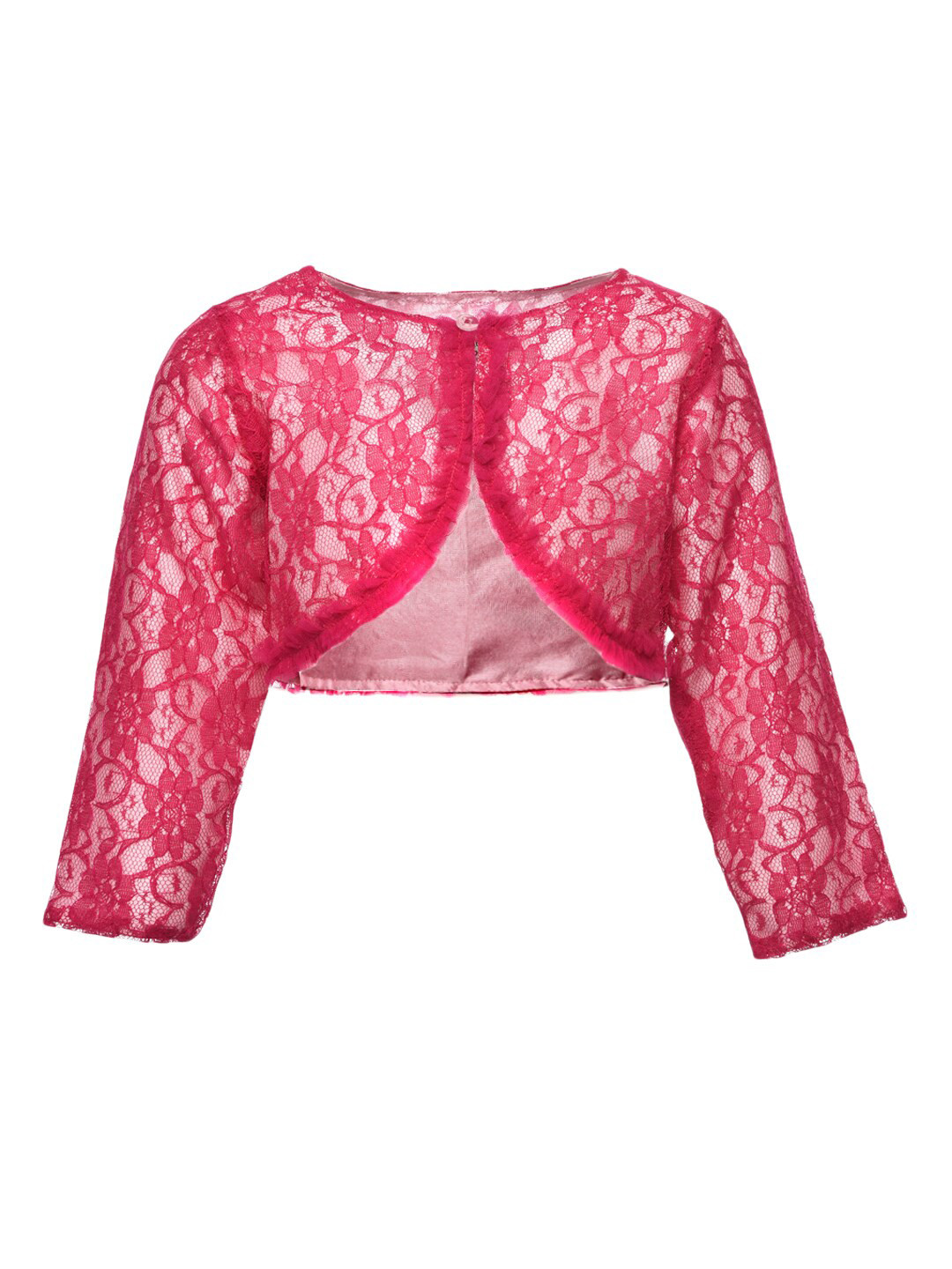 A Little Fable Girls Pink Ruffle Crop Shrug