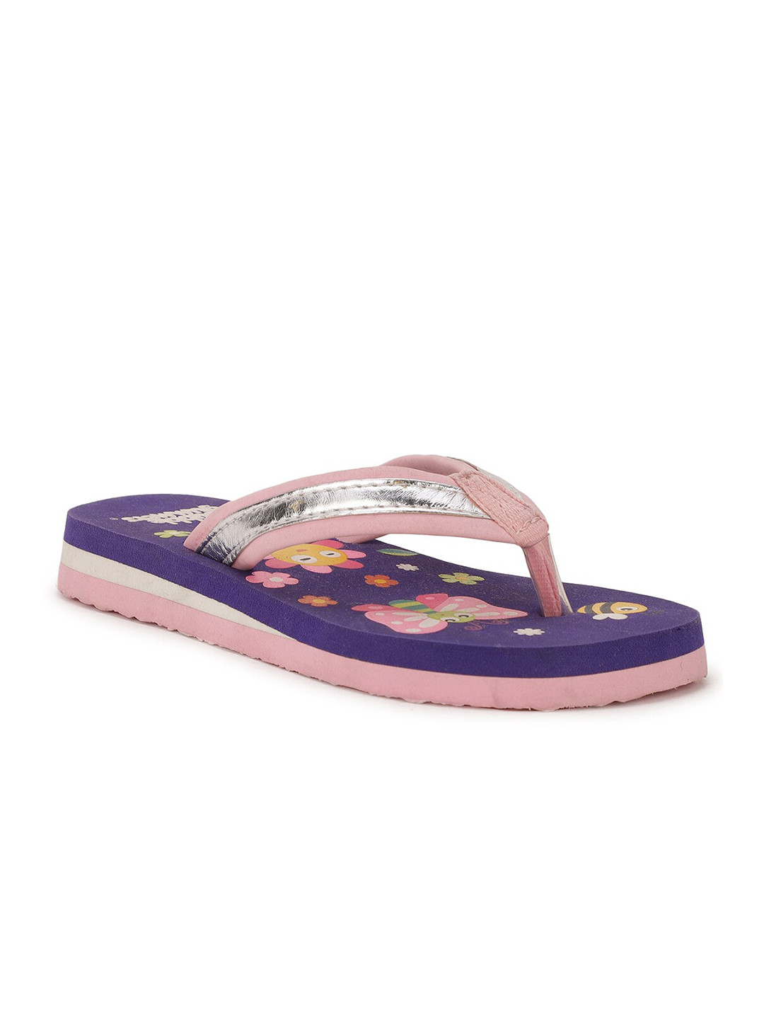 Bubblegummers Girls Pink & Purple Printed Thong Flip-Flops