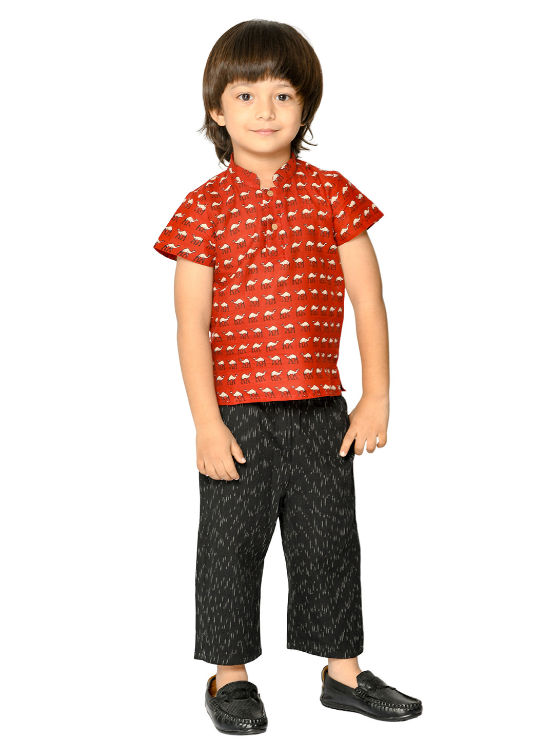 Tiny Bunnies Kids Red & Black Pure Cotton Co-Ord Set