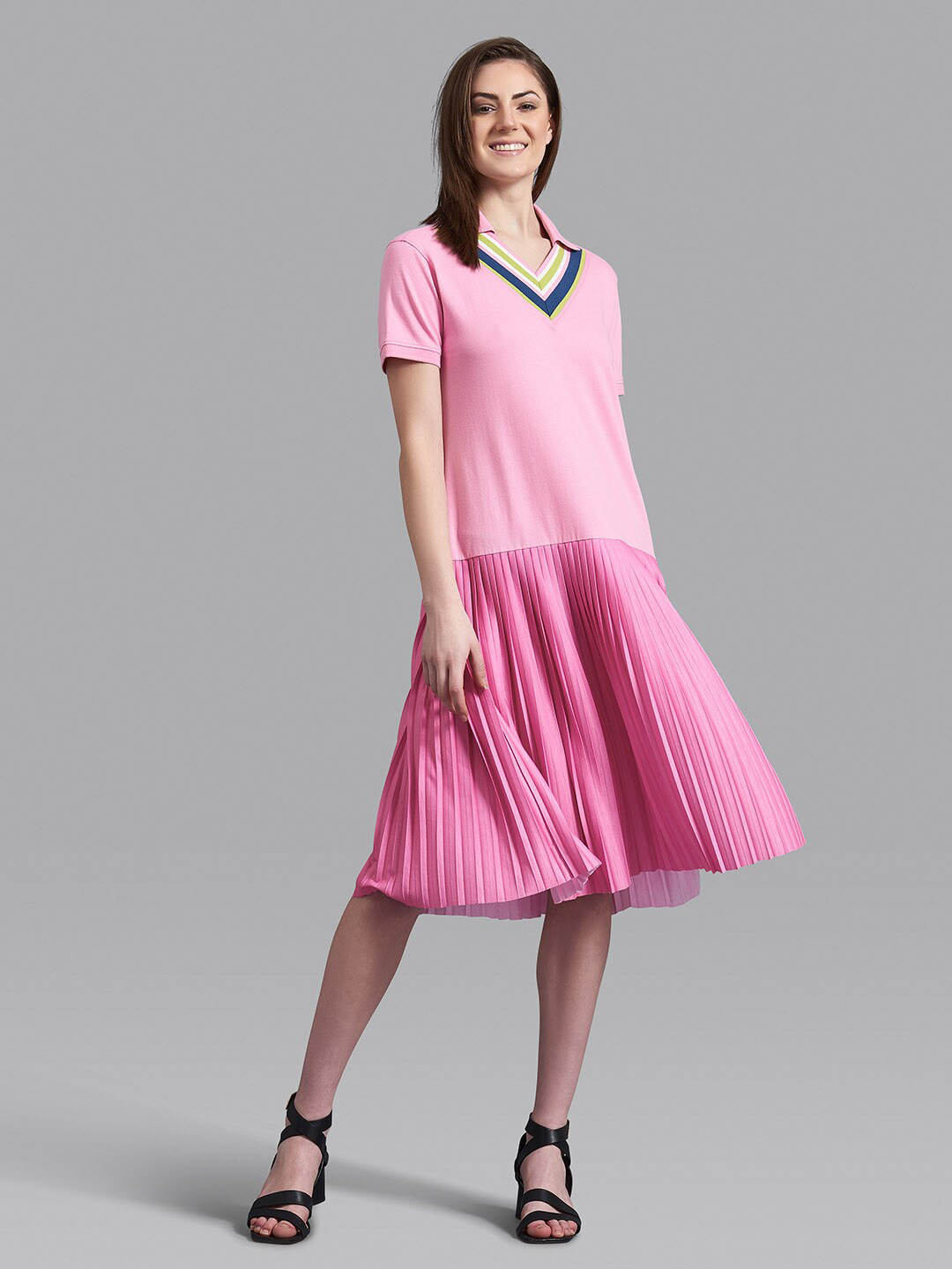 Beverly Hills Polo Club Pink Striped A-Line Dress