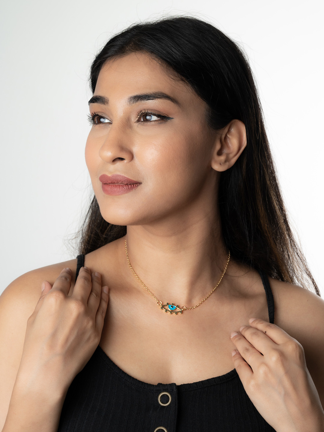 WHITE LIES Gold-Toned & Blue Devil's Eye Chain