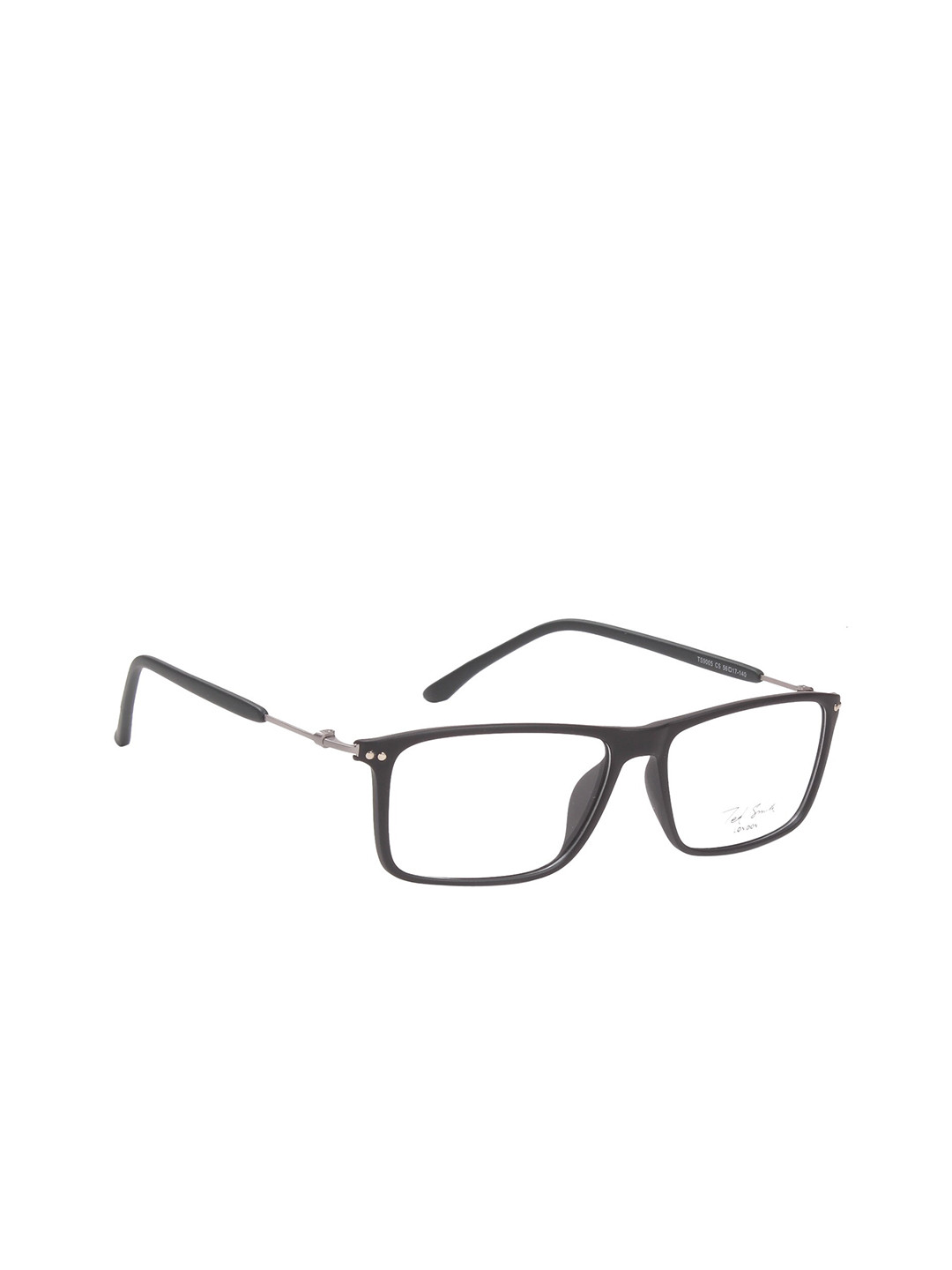 Ted Smith Unisex Black & Silver-Toned Full Rim Rectangle Frames Eyeglasses