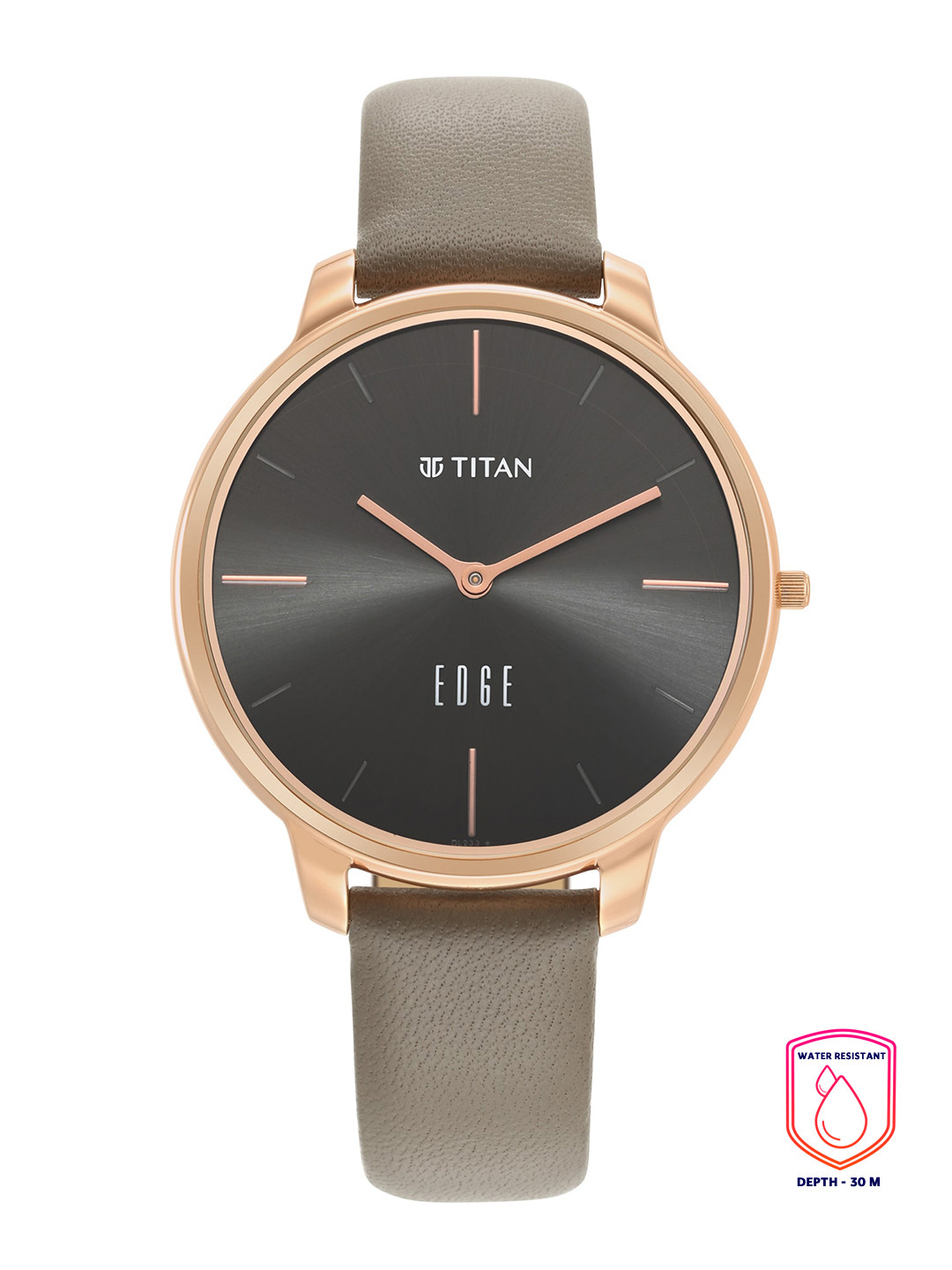Titan Women Black Dial & Brown Leather Straps Analogue Watch