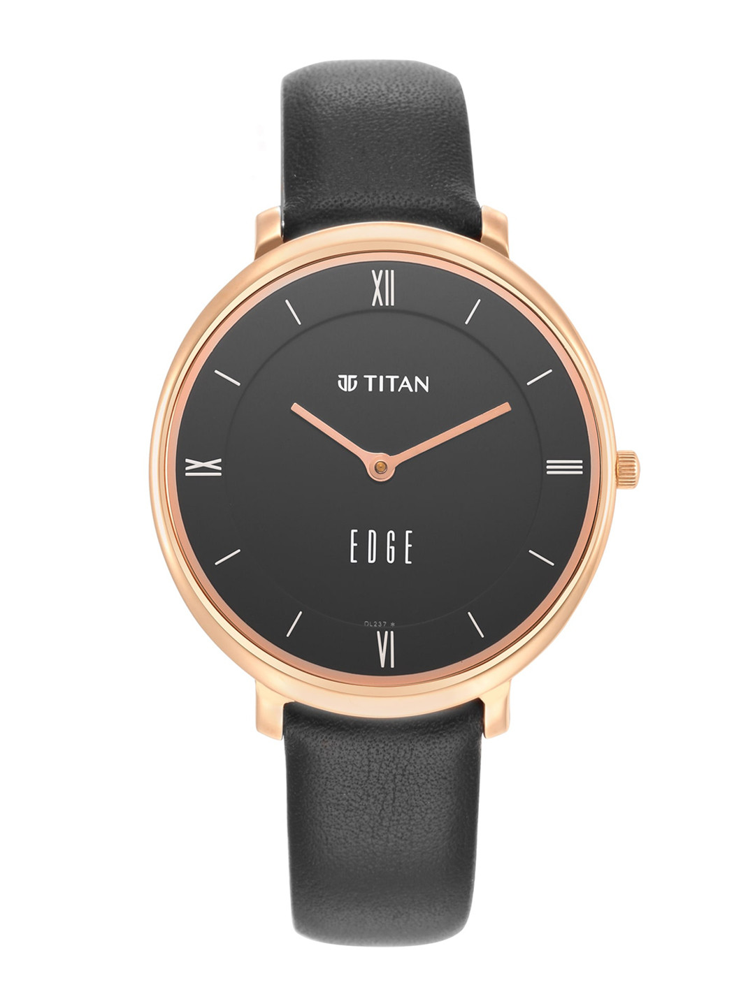 Titan Women Black Printed Dial & Black Leather Straps Analogue Watch