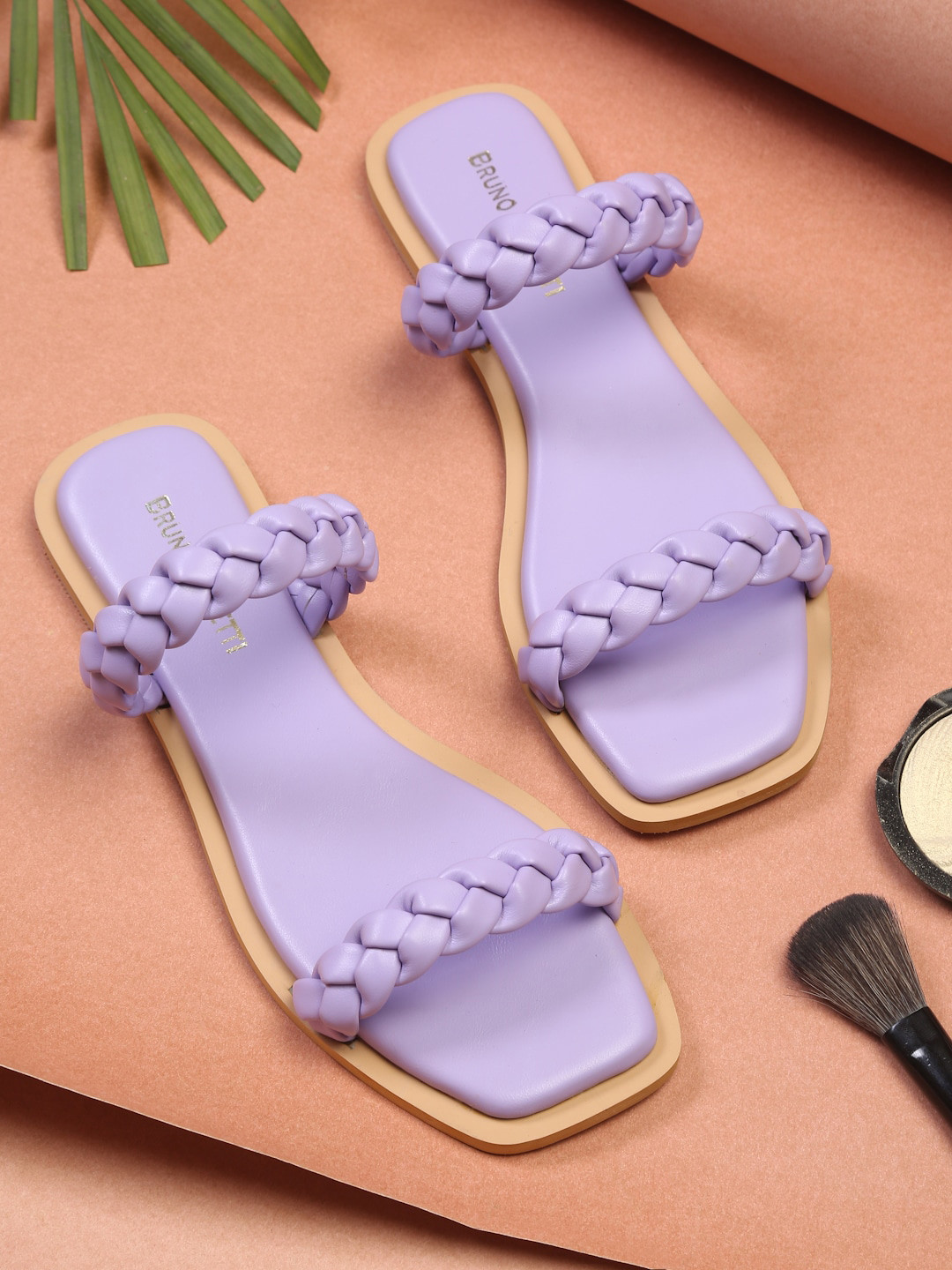 Bruno Manetti Women Purple Printed Open Toe Flats with Bows