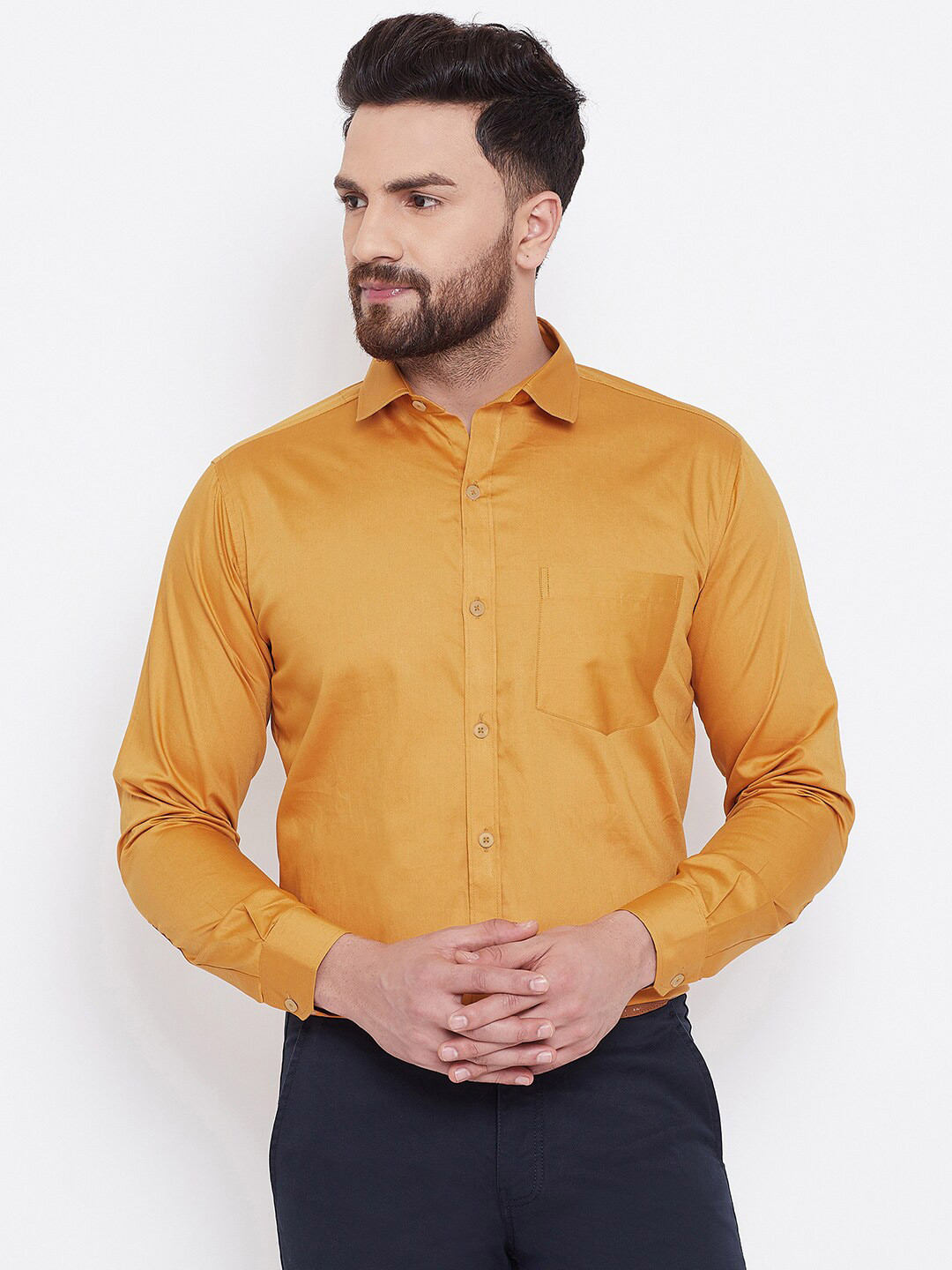 D Kumar Men Gold-Toned Standard Formal Shirt