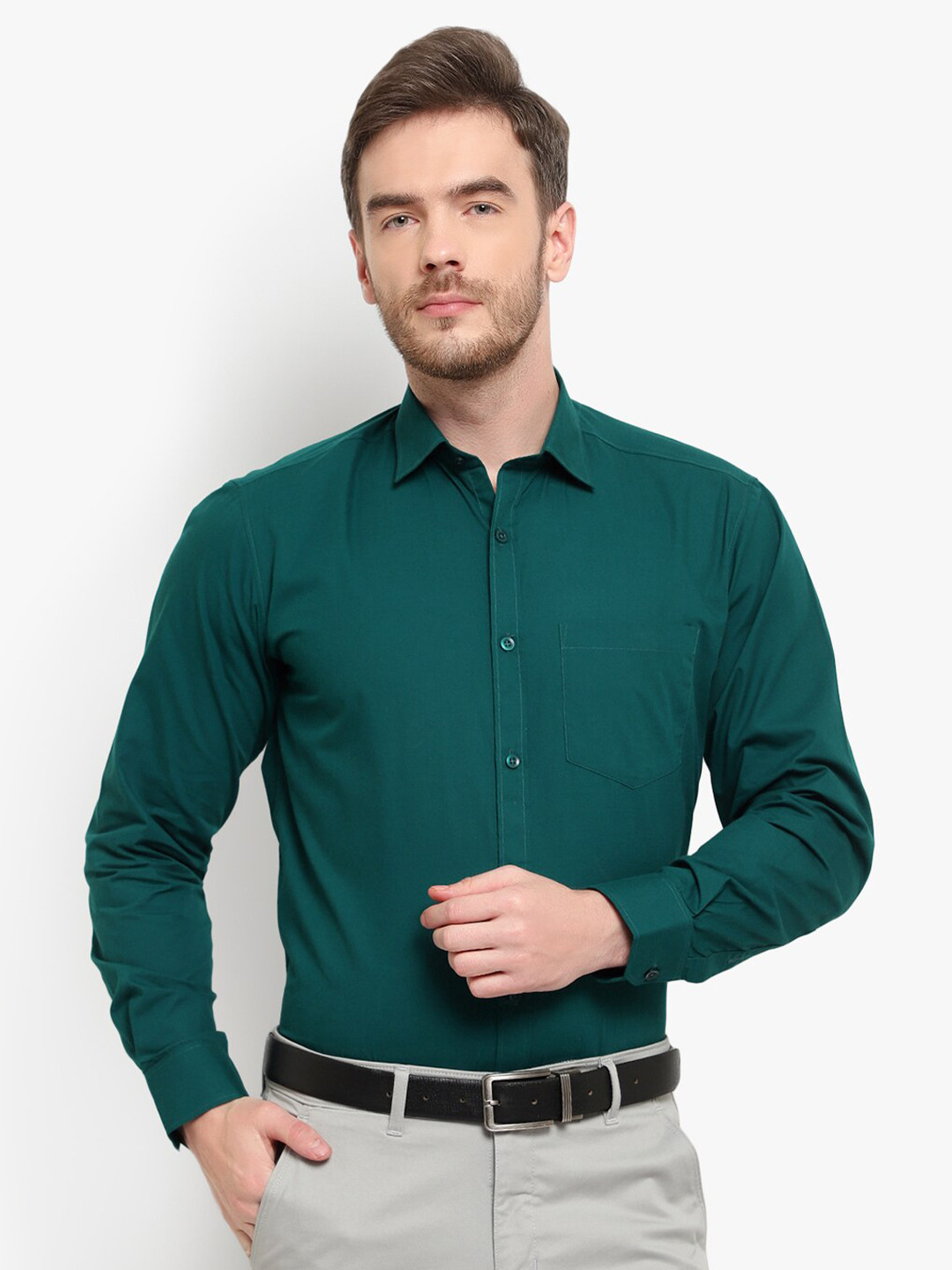 D Kumar Men Green Standard Formal Shirt