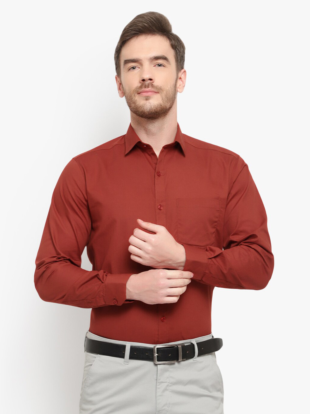 D Kumar Men Rust Standard Formal Shirt