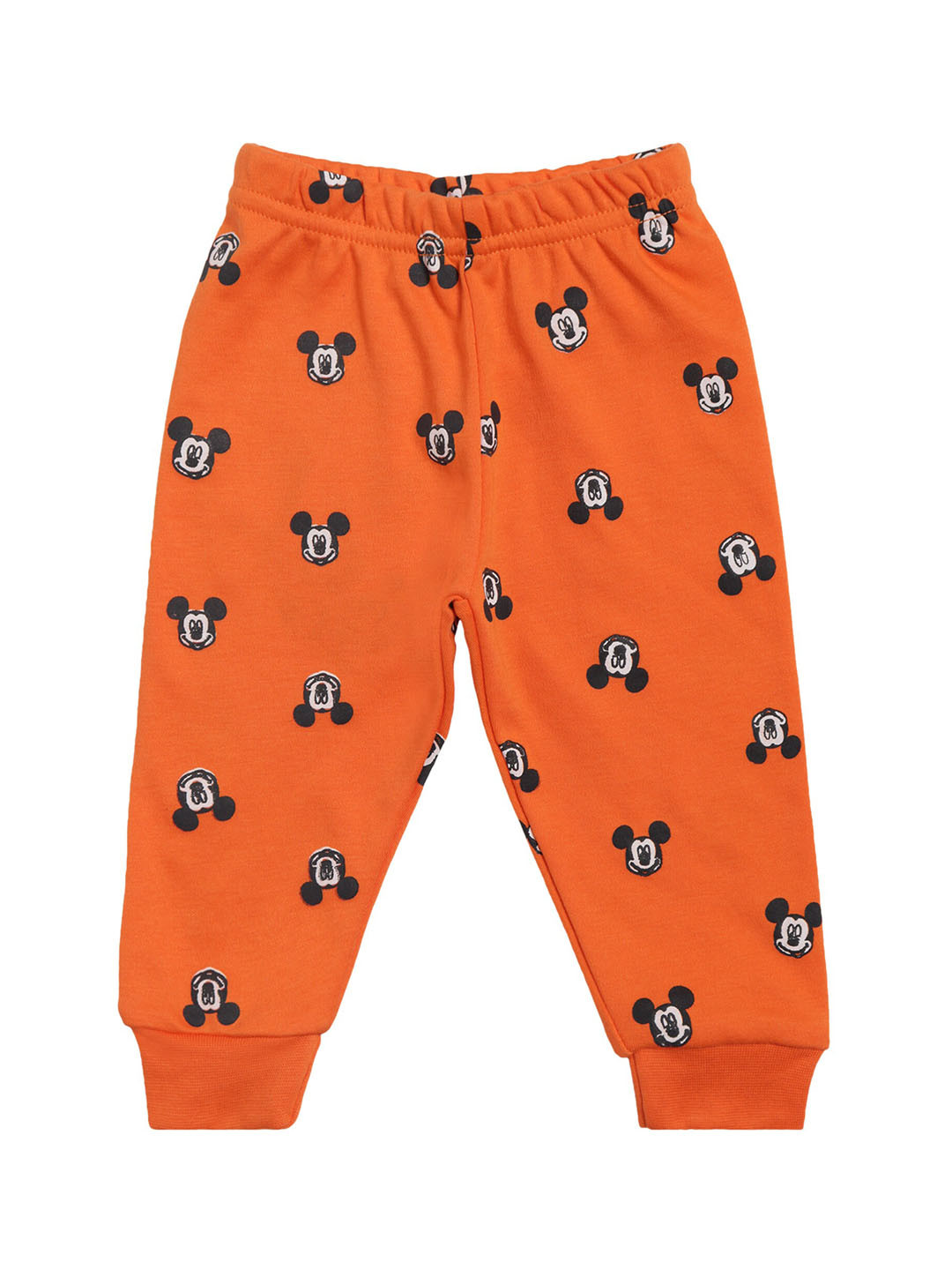 Bodycare Kids Boys Orange & Black Mickey Mouse Printed Cotton Joggers