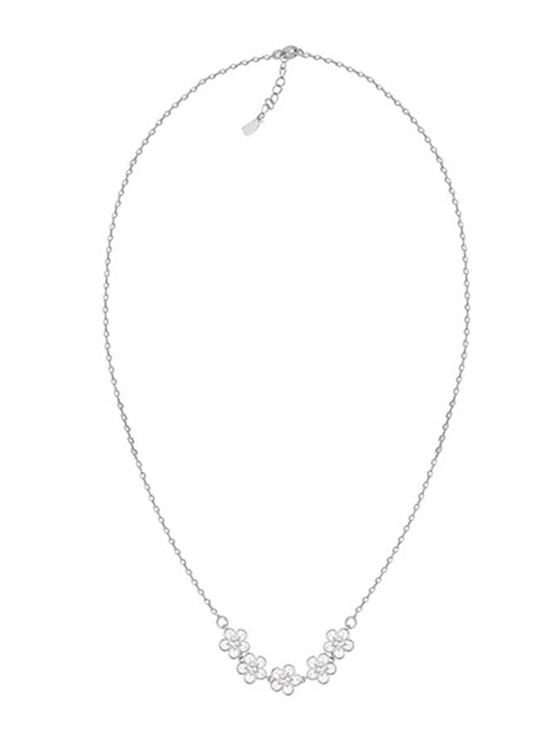 GIVA 925 Sterling Silver Rhodium Plated Chunky Floral Necklace