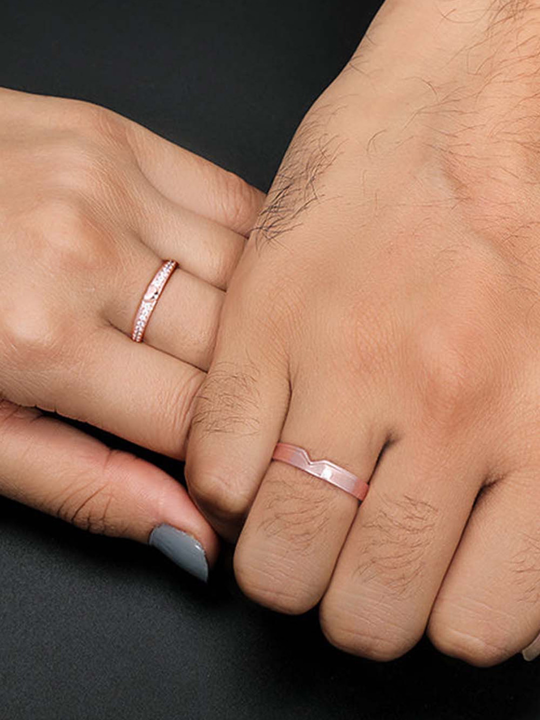 GIVA Set of 2 925 Sterling Silver Rose Gold Plated I Heart It Couple Rings