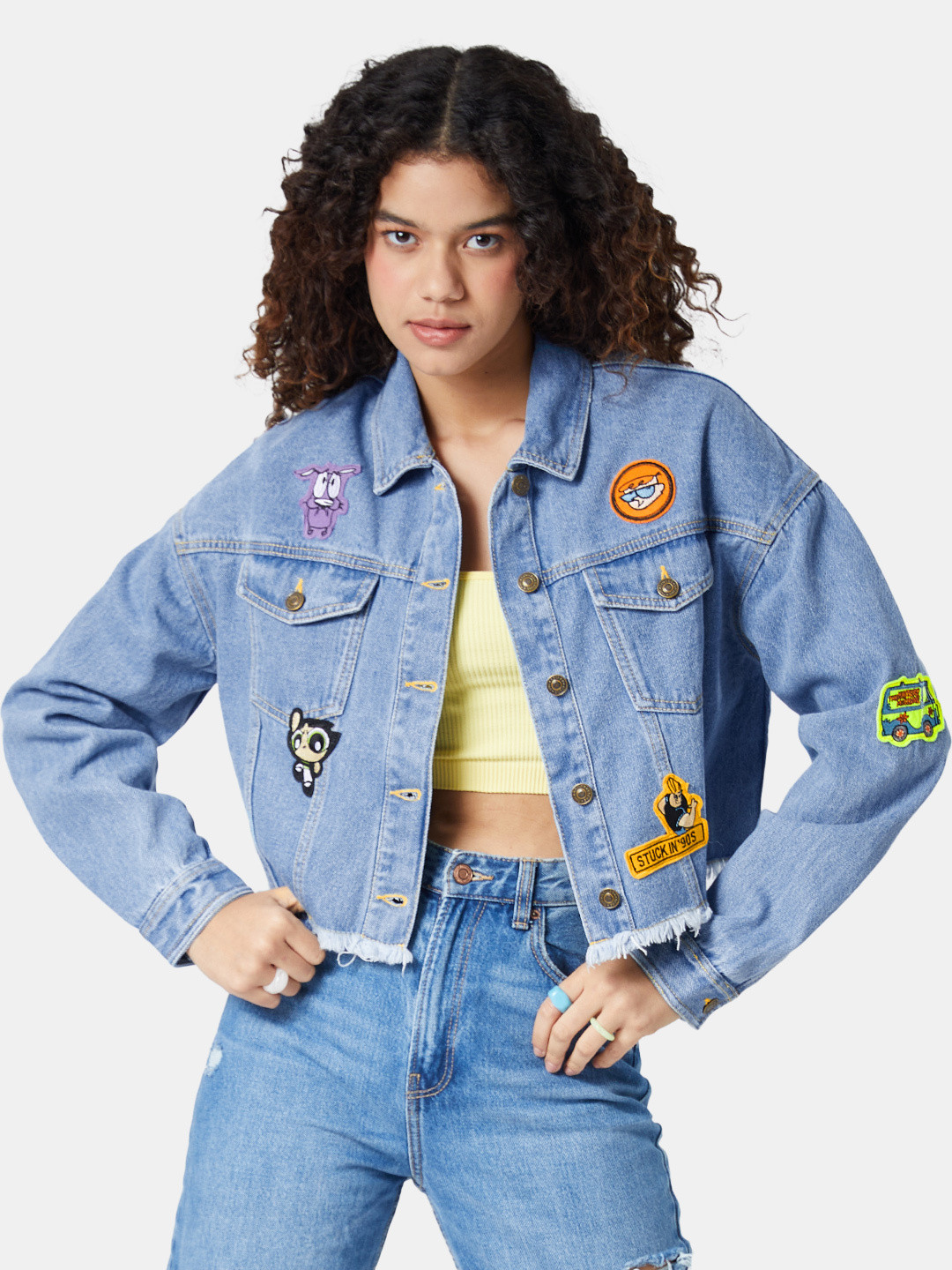 The Souled Store Women Blue Cartoon Network Stuck In 90's Oversized Denim Jacket