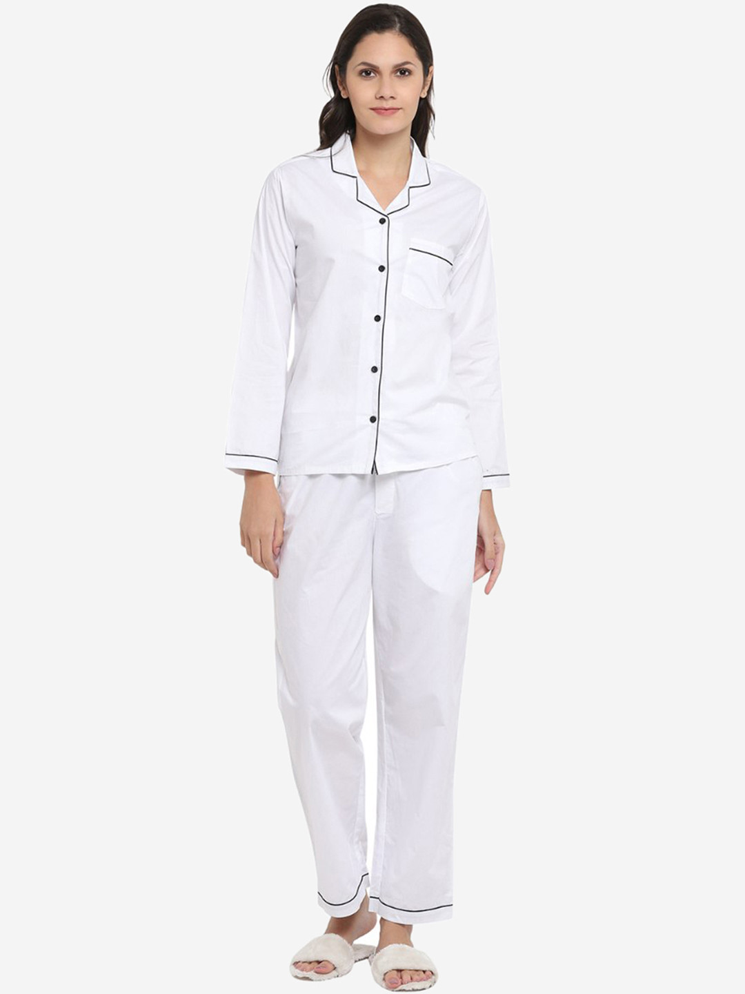 shopbloom Women White Night suit