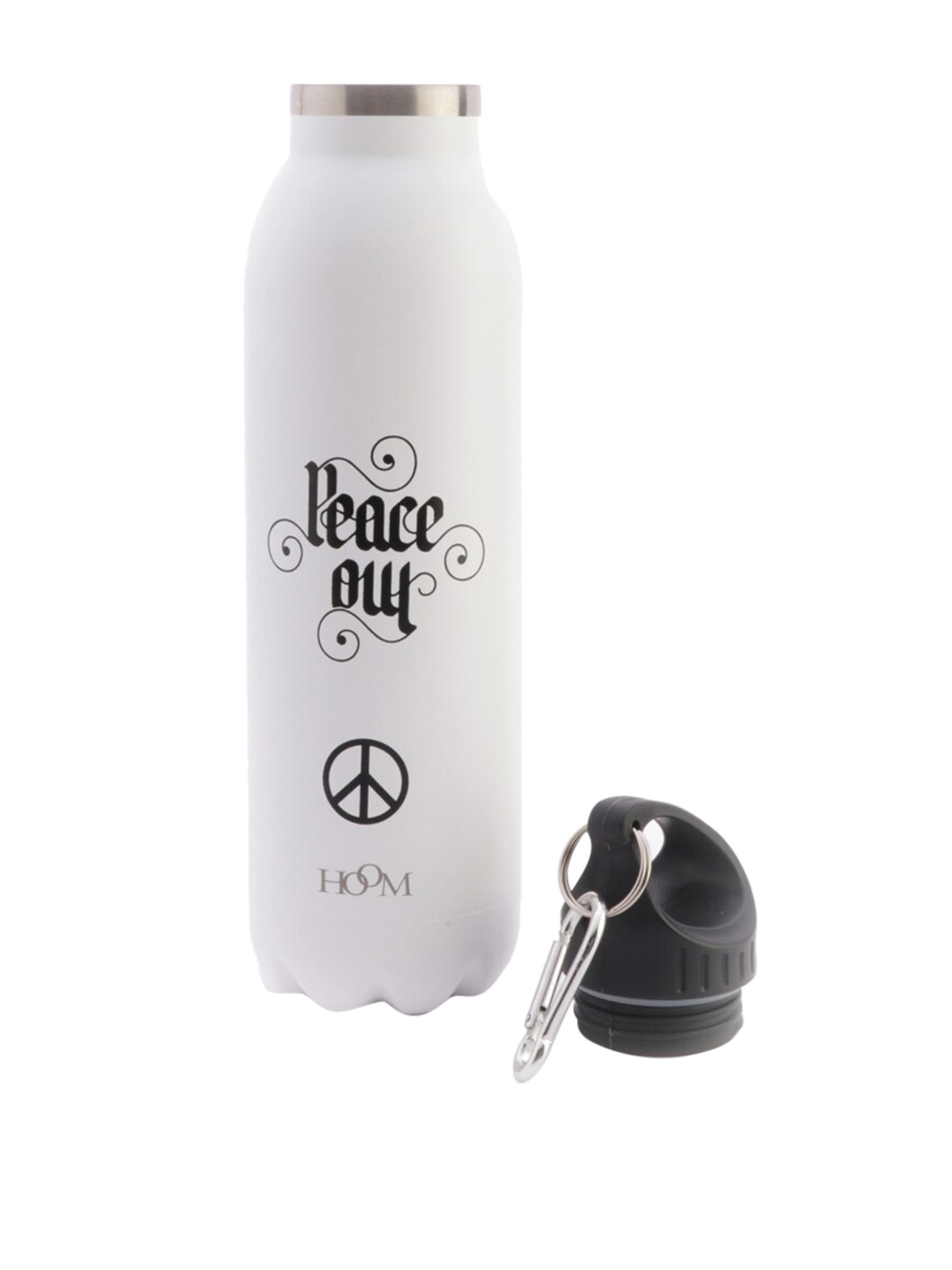 HOOM White & Black Printed Stainless Steel Double-Wall Bottle