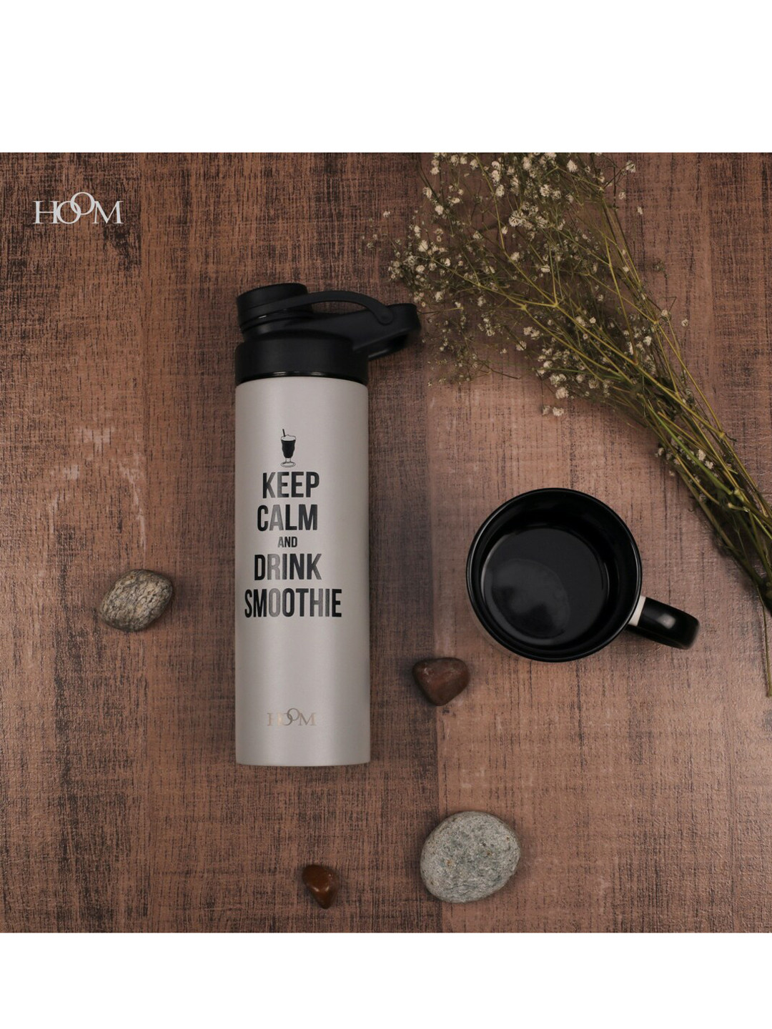 HOOM HMHCSB White Typography Stainless Steel Double Wall Vacuum Flask - 500ml
