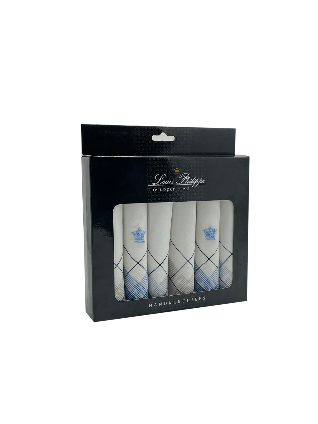 Louis Philippe Men Pack Of 6 White Striped Cotton Handkerchief