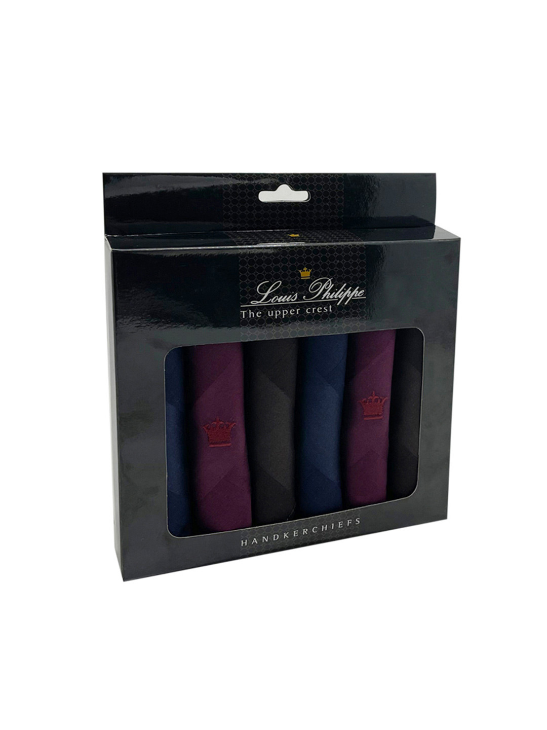 Louis Philippe Men Maroon & Navy Blue Set of 6 Cotton Handkerchiefs