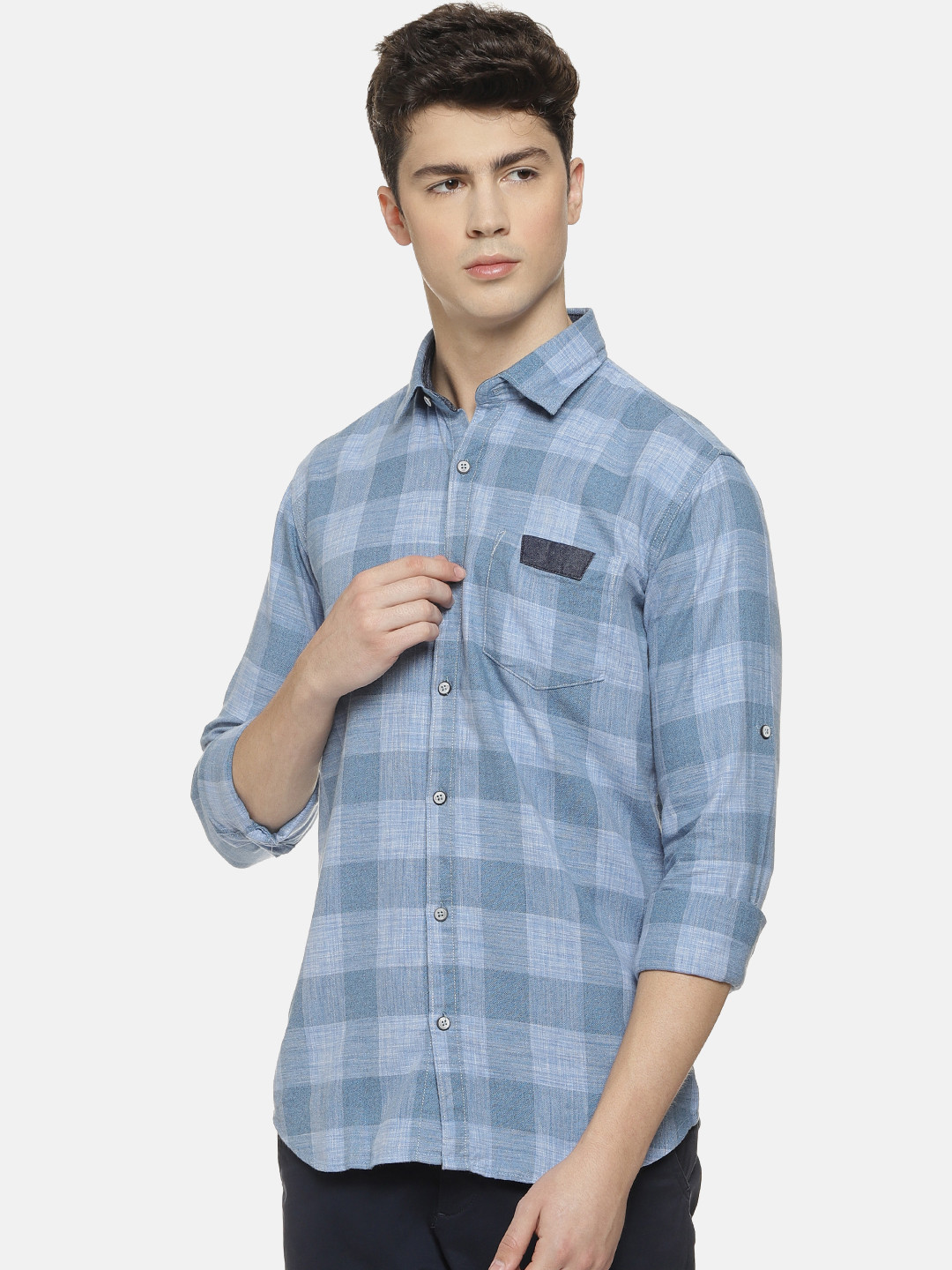 Campus Sutra Men Blue Classic Buffalo Checks Checked Cotton Casual Shirt