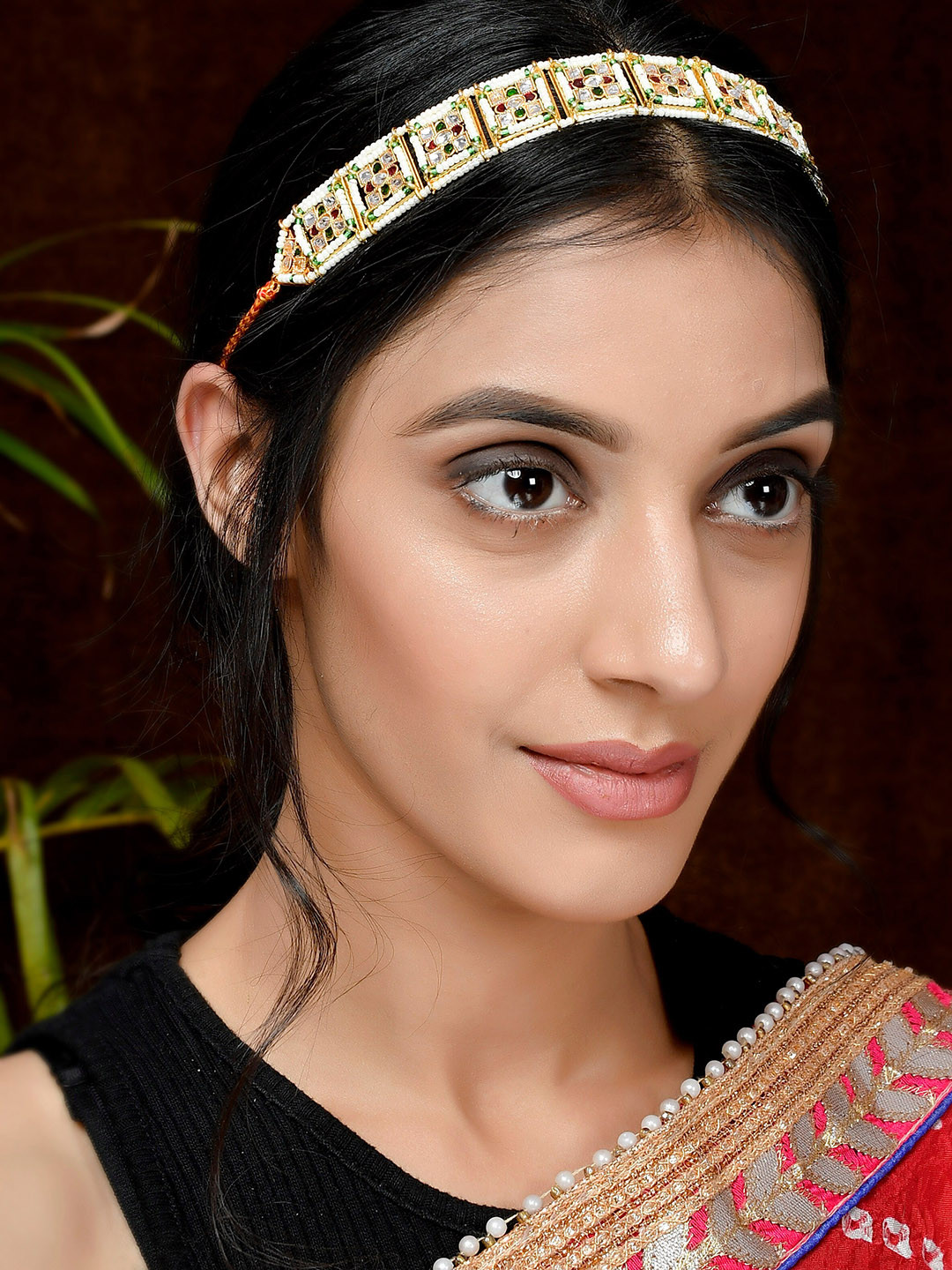 Silvermerc Designs Gold-Plated Artificial Stone Studded Headchain