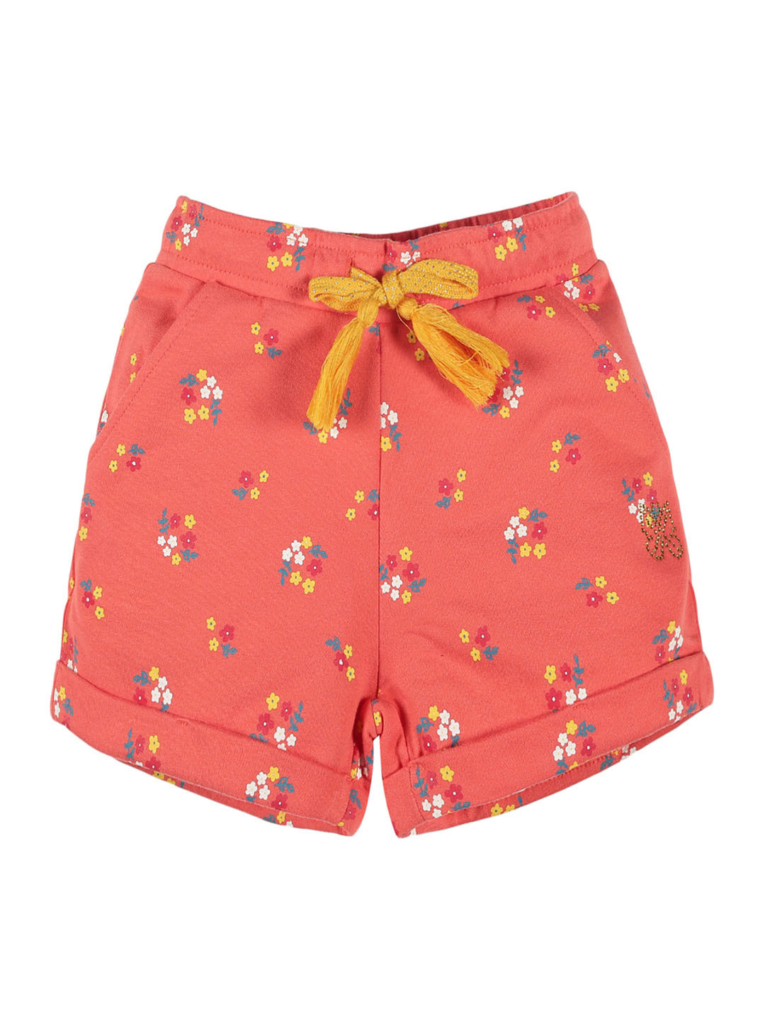 PLUM TREE Girls Coral Printed High-Rise Outdoor Shorts