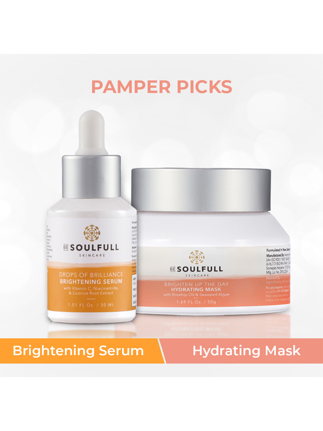 BE SOULFULL Pamper Picks Hydrating Mask & Brightening Serum