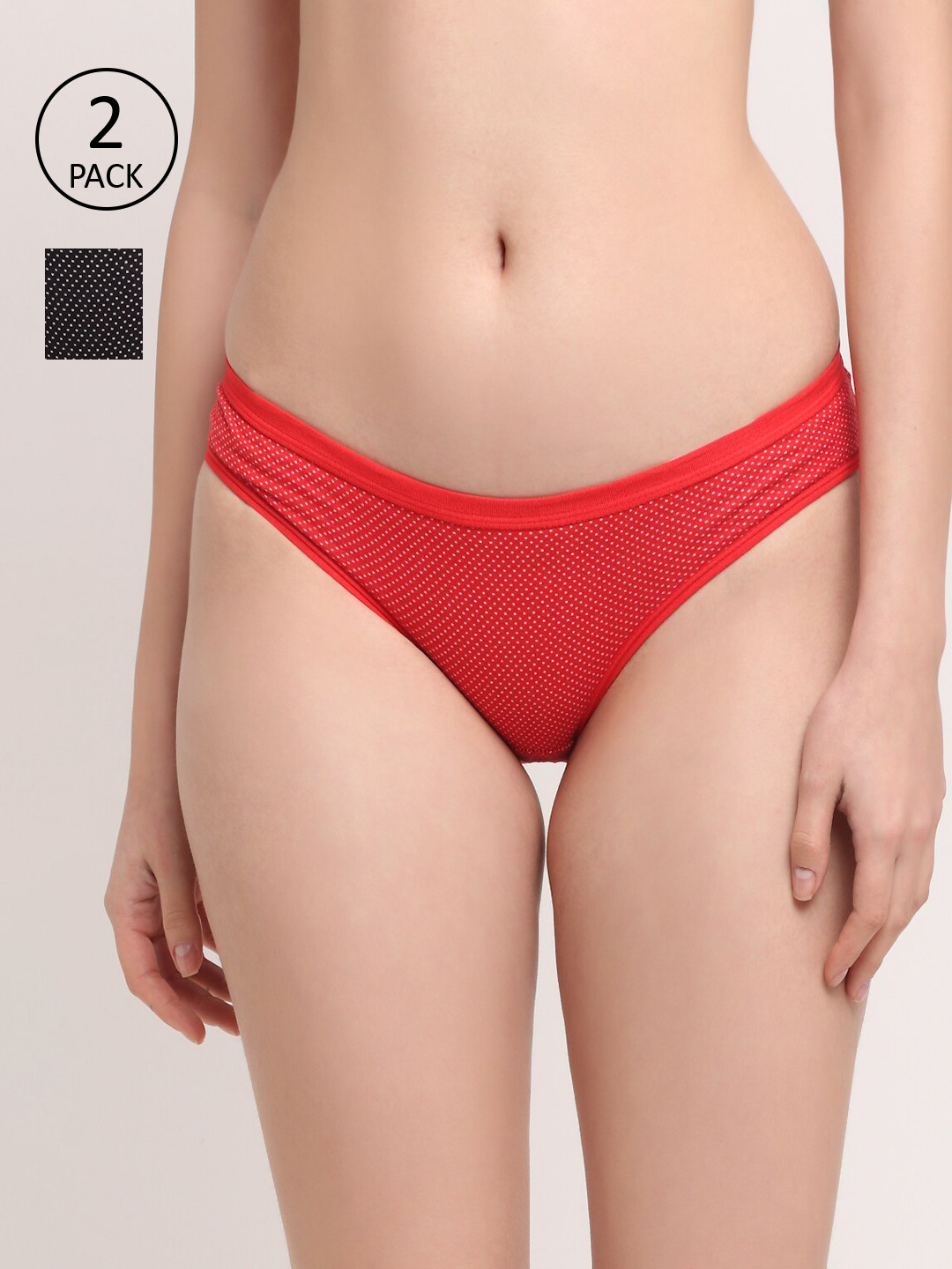 Friskers Pack of 2 Black & Red Cotton Printed Hipster O-323-01-03-S