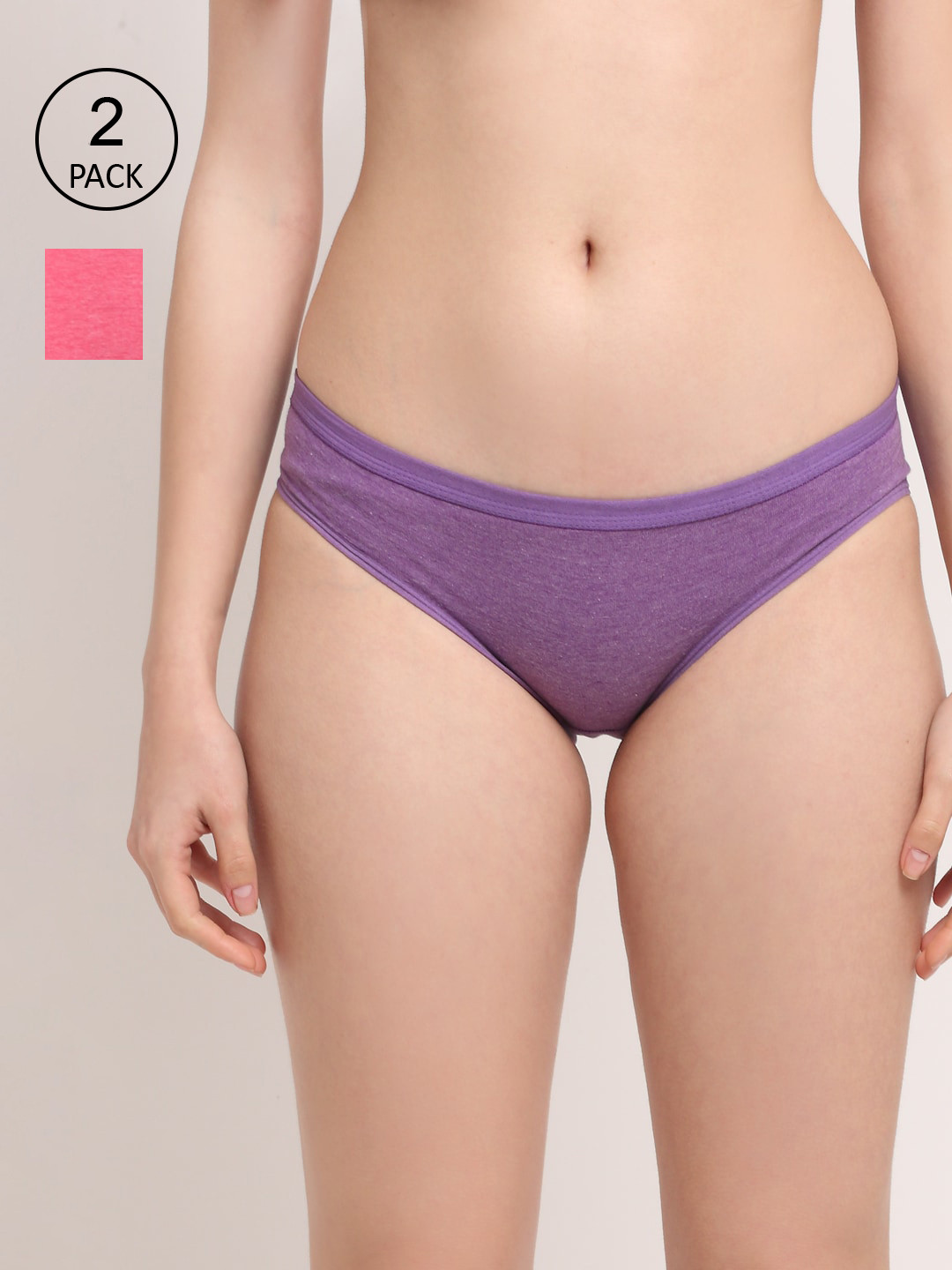 Friskers Women Pack of 2 Solid Bikini Briefs O-321-07-16-S