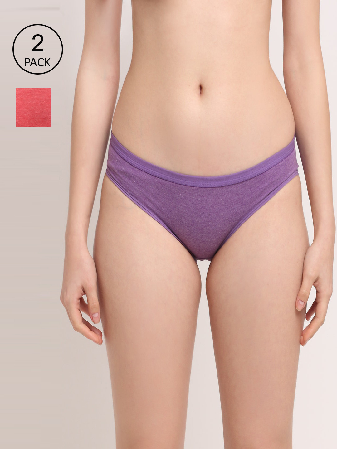 Friskers Women Pack of 2 Red & Purple Hipster Brief