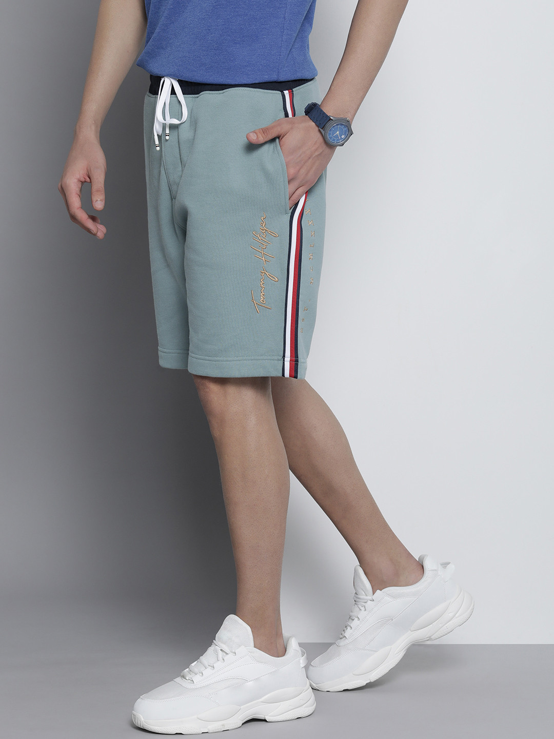 Tommy Hilfiger Men Mint Green Brand Logo Embroidered Shorts