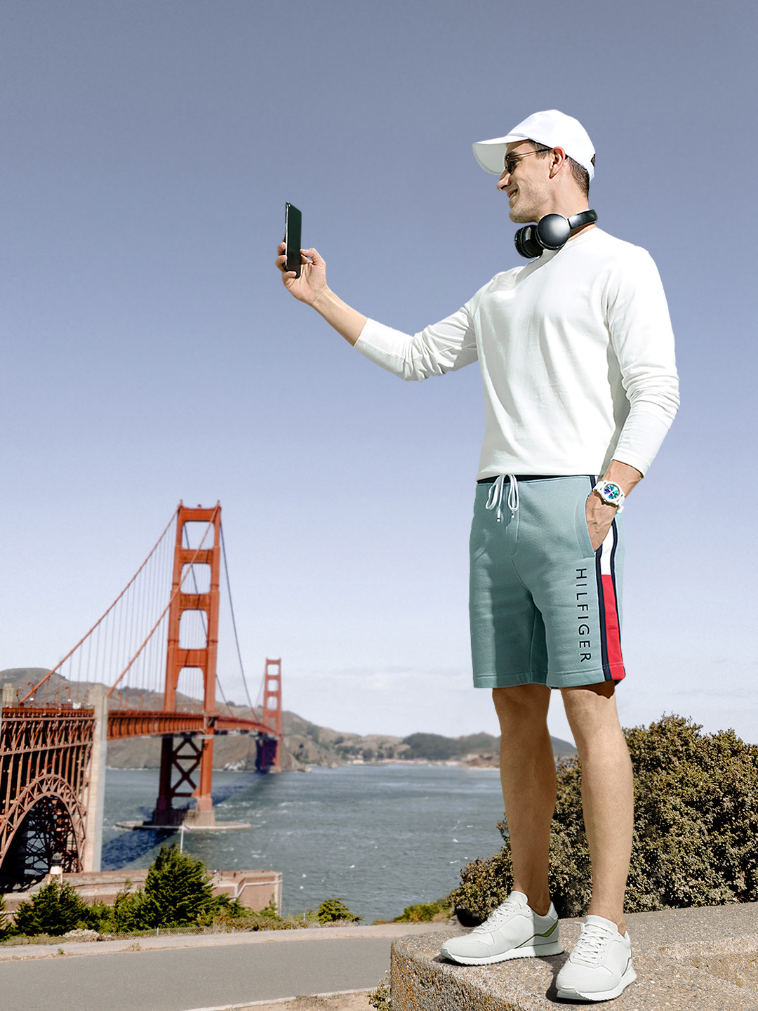 Tommy Hilfiger Men Mint Green Brand Logo Printed Shorts